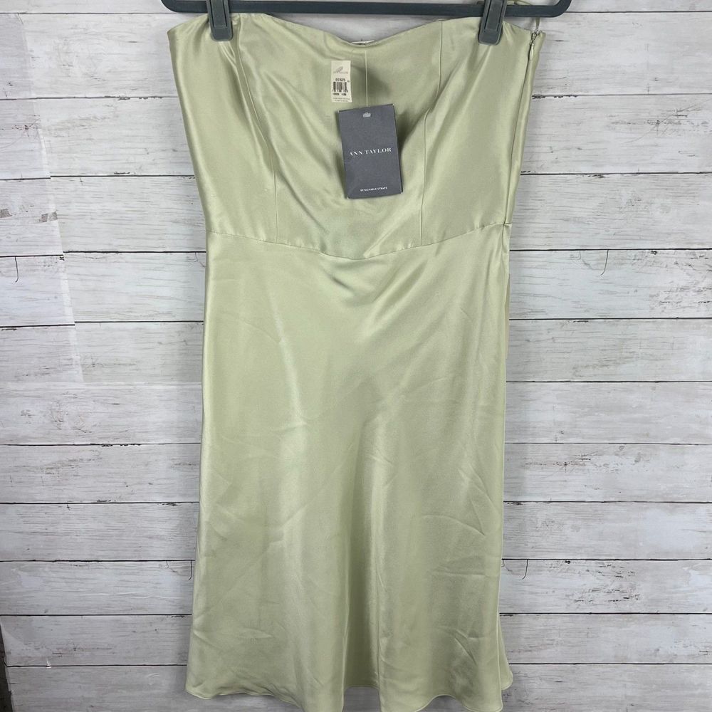 Vintage Ann Taylor Silk Strapless Midi Dress - Picture 1 of 4